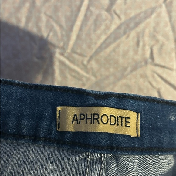 Aphrodite Distressed Straight Leg Jeans in Dark Blue - Picture 7 of 8